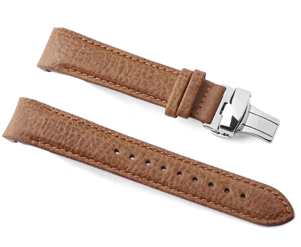 Sight Focus 20mm Curved End Retro Leather Watch Band for Rolex Submariner 40mm,Daytona,GMT-Master 40mm,Yacht-Master,Explorer I Leather Watch Strap Replacement Rolex Datejust Bracelet Men Women Brown