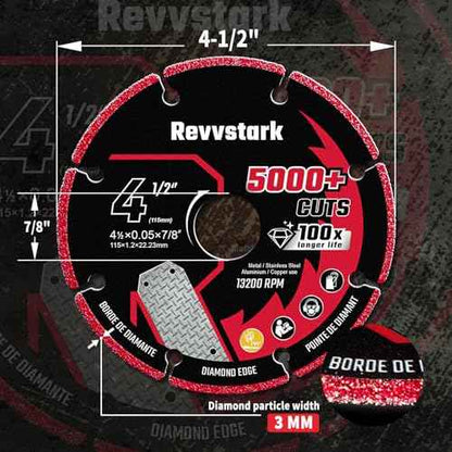 Diamond Cutting Wheel 4 1/2 for Angle Grinder, with 7/8"" Arbor, Carbide Cutting Wheel, Metal Cutting Wheel, 4 1/2 Cut Off Wheel for Metal with 5000+ Cuts on Rebar, Steel, Iron and INOX