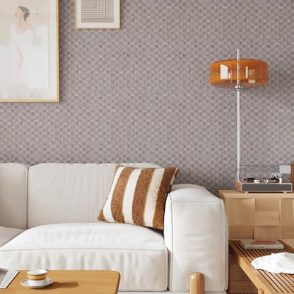 CRE8TIVE Non-Textured Rattan Wallpaper Peel and Stick Taupe Grey Faux Woven Pattern Rattan Contact Paper for Cabinets Dresser Nightstand Cane Weaving Wallpaper Vinyl Roll for Bedroom Bathroom 12"x80"