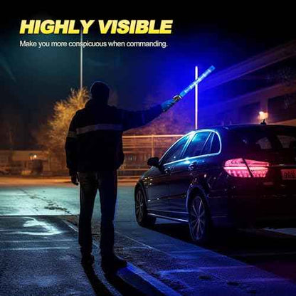 10 Pack Traffic Wand, 21 Inch Traffic Control Wand with 3 Flashing Modes & Side Clip, LED Safety Baton for Traffic Control, Parking, Aircraft, Car Directing (Blue)