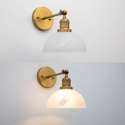 1-Light Vintage Wall Sconce Light with Milk White Glass Shade, Rustic Indoor Wall Mounted Lamp for Bedroom Vanity Bathroom Living Room Over Kitchen Sink