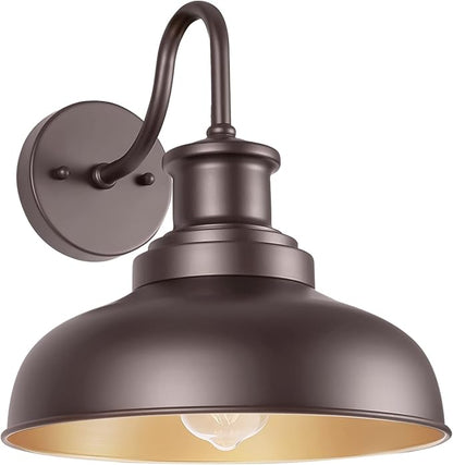 Outdoor Gooseneck Barn Light Outdoor Wall Sconce Farmhouse Exterior Wall Mount Light Vintage Wall Lighting Fixture Industrial Bronze Lantern for Porch, Entryway, Garage, 1 Pack, RZ007 ORB
