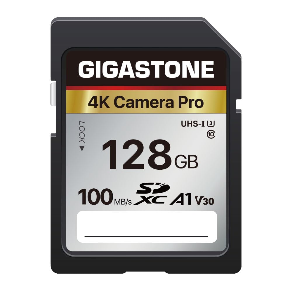 【5-Years Data Recovery】 GIGASTONE 128GB SD Card, 4K Camera Pro, UHS-I A1 V30 U3 Class 10 SDXC Memory Card 4K UHD Video Compatible with Digital Camera, Full-Sized SD Card, with 1 Mini Case