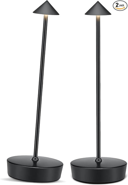 Cordless Led Table Desk Lamp 2 Pack, 7000mAh Battery Outdoor Table Light Waterproof for Restaurant Patio Camping Home Decor, USB-A Output, Brightness Memory, Dimmable
