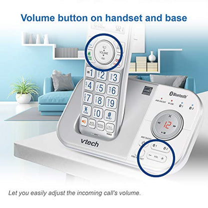 VTech VS112-4 Bluetooth 4 Handset Cordless Phone for Home with Answering Machine, Call Blocking, Caller ID, Intercom and Connect to Cell