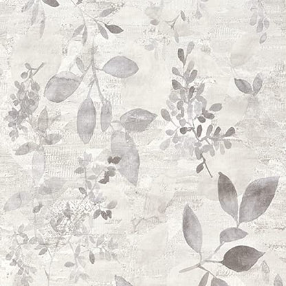 GaliGali Peel and Stick Wallpaper, Grey Floral Wall Paper, Self-Adhesive Wallpaper Peel and Stick Removable Vinyl Waterproof Contact Paper for Home Decor, 17.3" x 118", No.5198-3