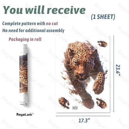 Running Leopard Wall Decals Removable Animal Vinyl Stickers for Nursery Living Room and Gym Jungle Theme Decor Peel and Stick Wall Art
