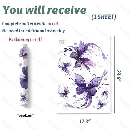 Purple Butterflies Wall Decals Removable Fantasy Insect Vinyl Stickers for Living Room Bedroom and Bathroom Decor Peel and Stick Wall Art