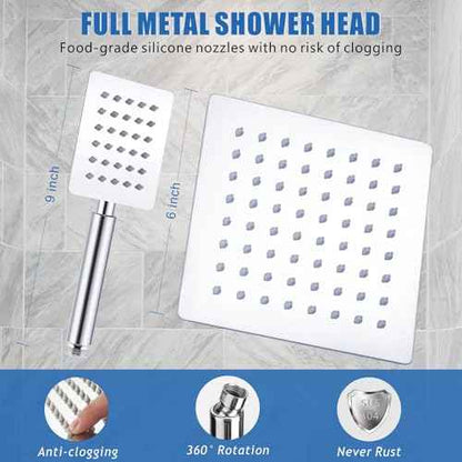 Voolan Dual Shower Head for Couples, High Pressure Rain Showerhead and Handheld Spray Combo, Adjustable Double Shower Heads for 2 People Bathroom (Chrome)