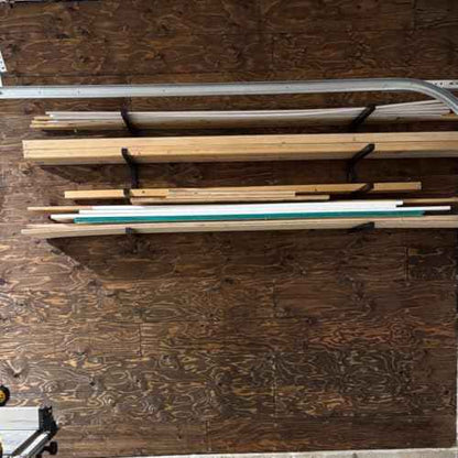 Lumber Rack Wall Mount,Metal Storage Brackets for 2x4 Wood,Plywood,PVC Pipes & Long Tools,Garage Shelving System for Basement,Attic,Shed Organization (4 Level)
