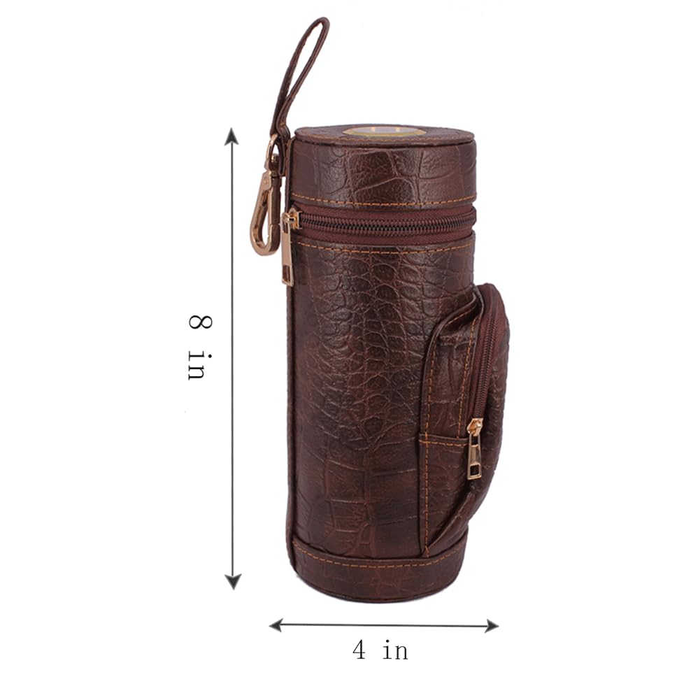 AMANCY Classy Cylindrical Hand Carry Cigar Case with Premium Cutter and Rest, Cedar Wood Lined Travel Cigar Holder Humidor kit with Built-In Hygrometer, Long Humidifier, and Dropper