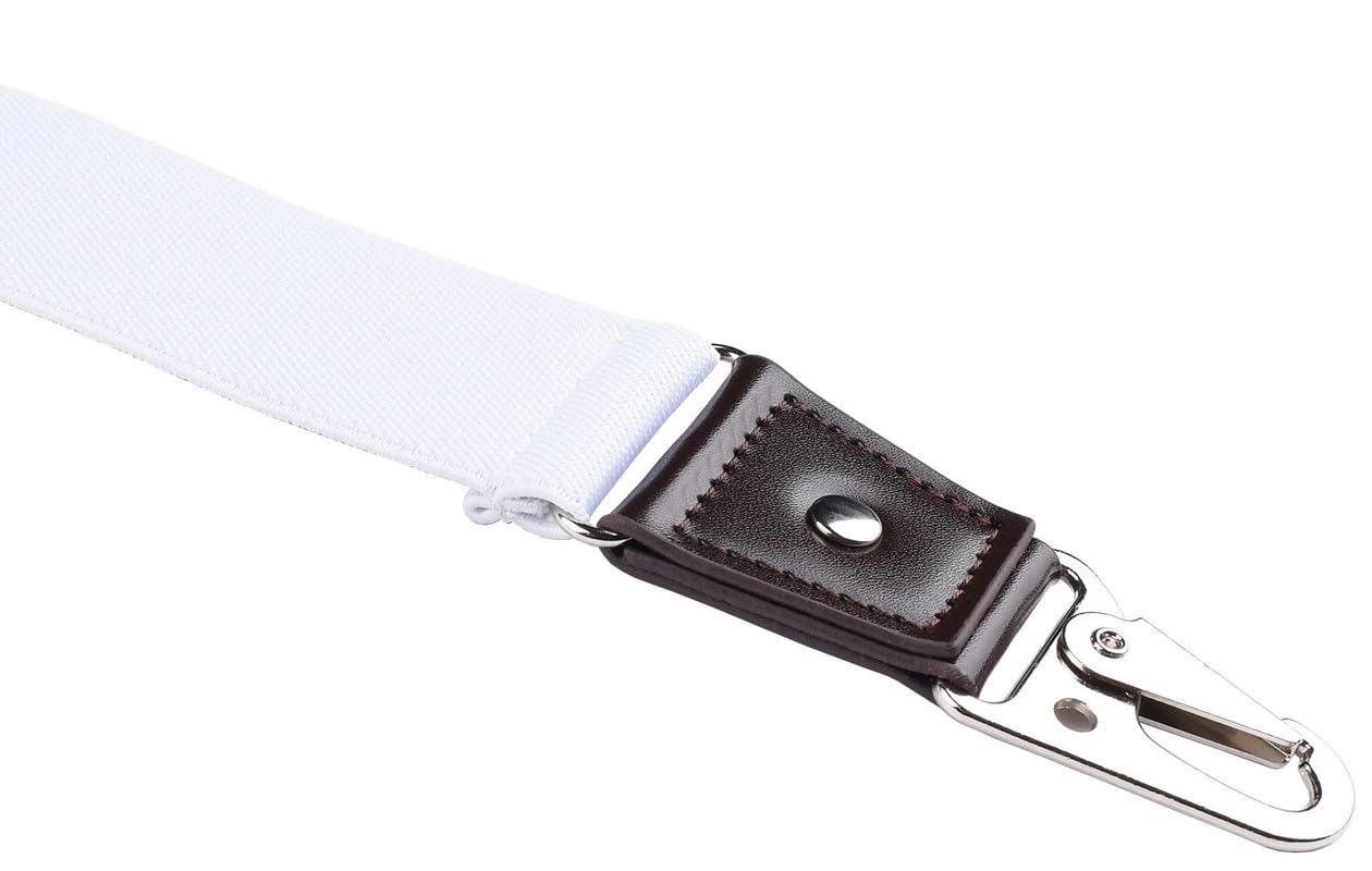 JRHEJTFZ Suspenders for Men with Snap Hooks Heavy Duty Adjustable 1.4 inches Wide White
