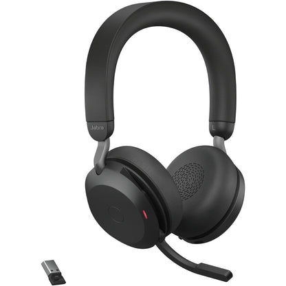 Jabra Evolve2 75 PC Wireless Headset with Charging Stand and 8-Mic Technology - Dual Foam Stereo Headphones with Advanced Active Noise Cancelling, USB-A Bluetooth Adapter and UC Compatibility - Black
