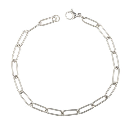 kelistom 14K Gold Filled Stainless Steel Paperclip Chain Bracelet for Women, 7.5” Rectangle Link Bracelets, Waterproof and Never Tarnish (stainless steel)