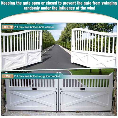 36 Inch Heavy Duty Gate Drop Rod for Gates,Gate Cane Bolt Drop Rod Hardware Ground Latch for Wooden Fences, 36 Cane Bolt Gate Drop Rod,Black Solid Steel(2 Pack for Gate Drop Rod)