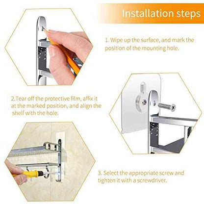8-Set Adhesive Screws Wall Mount Hanging Nails No-Trace No Drilling Stick-on Sticky Screw with 3 Different Size Screw for Bathroom Kitchen Storage Room Tile Wall (1)