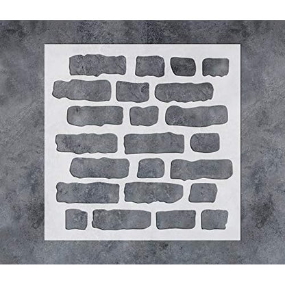 GSS Designs Brick Stencil Template - Reusable Layered Bricked Stencils for Painting - Mylar Stencils for Painting on Wall Wood Canvas (8'' x 8'')