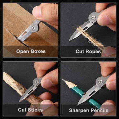 Titanium Alloy Small Keychain Knife, Mini Folding Pocket Knives, Cute EDC Box Cutter, Gifts for Women and Men with 5Cr13 Steel Blade