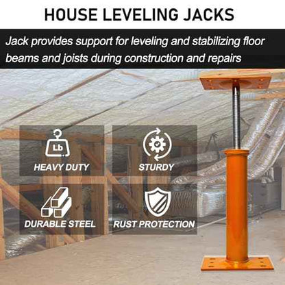 House Jacks for Leveling, 2 PCS Adjustable Jack Post 11"-17" Basement Floor Jack, Screw Floor Jack Post Supports Stabilizer Jacks for House Foundation, Stairs, Porches, Roof Beams