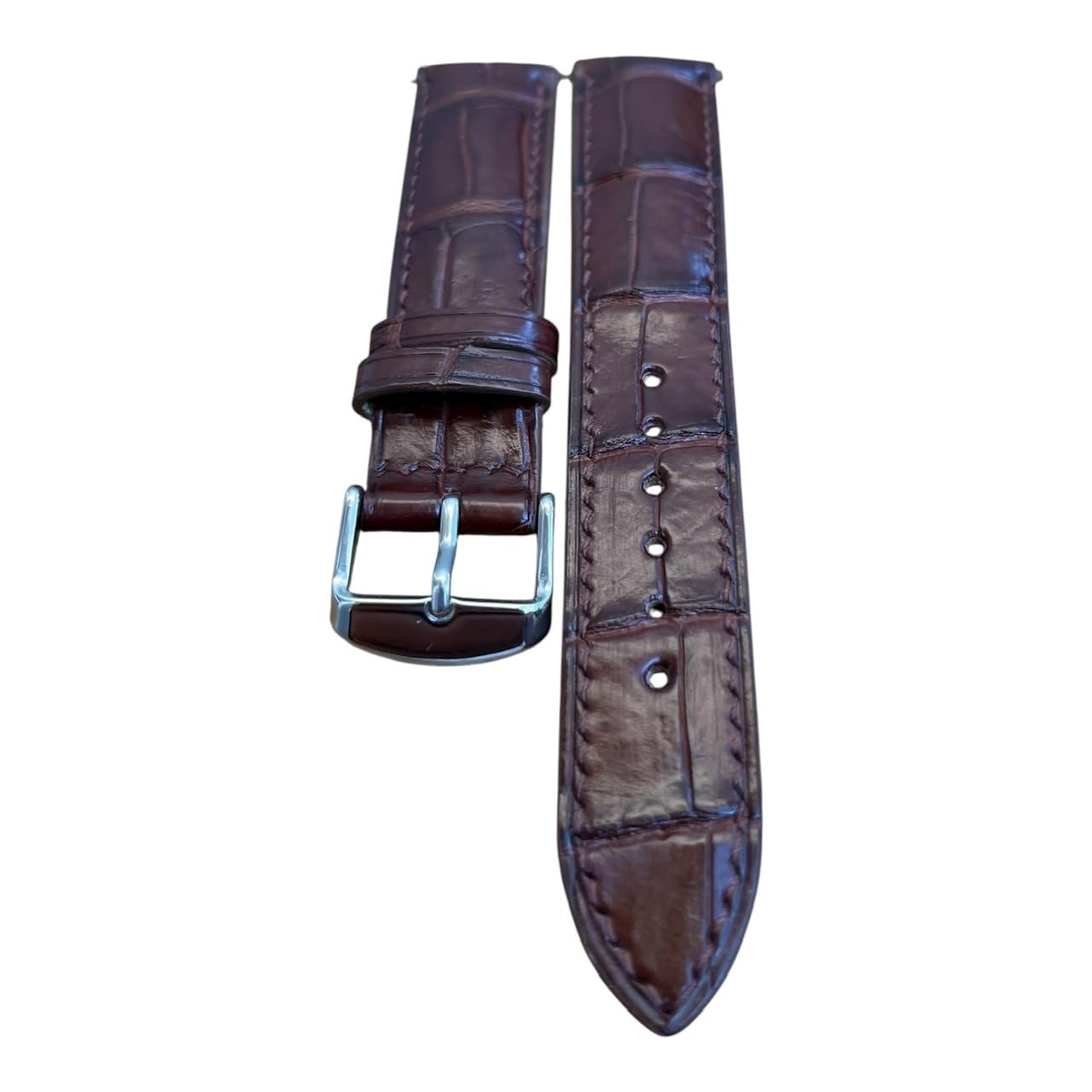 Quick Release Genuine Alligator Leather Watch Strap Band, Real Crocodile Skin Watch Band Business Casual Universal Genuine Leather Watch Strap Replacement Band Strap Men Women (Brown Alligator Belly Leather, 20mm/18mm)