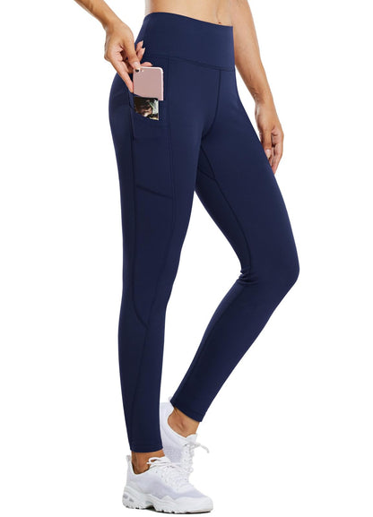 baleaf Thermal Leggings for Women Waterproof Fleece Lined Hiking Pants Winter Warm Tights Skiing Running Yoga Gear Navy XL