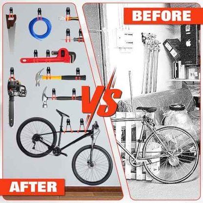 12 Pack Garage Hooks, Steel Heavy Duty Garage Storage Hooks with Anti-Slip Coating, Wall Storage Hanger, Garage Organizer Wall Mount Utility Hooks for Hanging Bikes Ladder Yard Tools
