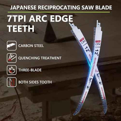 12¡± Arc Edge Reciprocating Saw Blade, 7TPI Japanese Teeth with Curved Edge Wood Pruning Saw Blades for Tree Trimming, Wood Cutting (3 Pack)