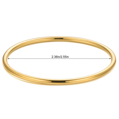 Kainier 3mm 14K Gold Plated Bracelet Stainless Steel Glossy Stackable Thin Round Bangle Bracelet for Women Oval Solid Plain Polished Bracelet Best Gifts for Love