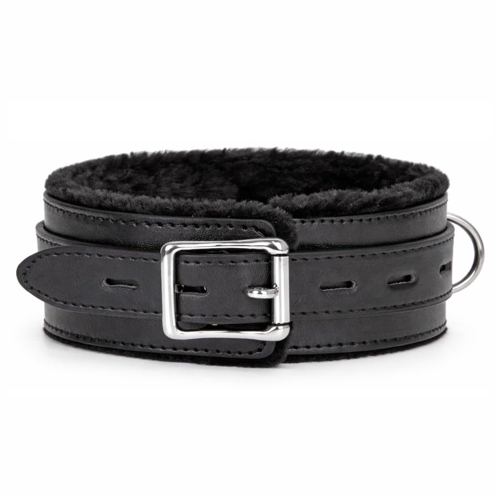 AUEDIRSN Leather Choker Necklace for Women, Gothic PU Leather Collar with Soft Faux Fur Lining, Adjustable Fashion Choker with Metal Buckle for Cosplay, Punk Style & Daily Wear (Black)