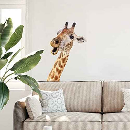 Giraffe Wall Decal Peel and Stick Funny Giraffe Face Stickers Gift for Friends Kids Room Wall Window Decor Fridge Closet Sticker