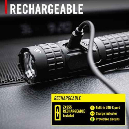 COAST PX200R 2000 Lumen Rechargeable LED Flashlight, TWIST FOCUS, USB-C, 2-Position Pocket Clip
