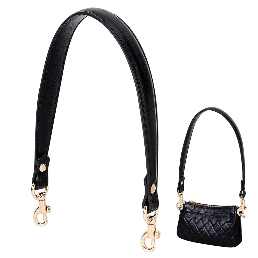 PH PandaHall Black PU Leather Purse Strap, 20 Inch Bag Handle 1 inch Wide Handbag Strap Bag Strap with Golden Buckles for Handbag Tote Briefcase Wallet DIY Handbags Making Underarm Bags