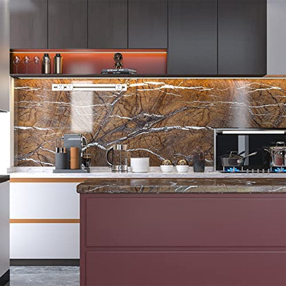 Vintage Brown Marble Contact Paper 88" X 16" Marble Wallpaper Self Adhesive Peel and Stick Waterproof Vinyl Wrap Film for Kitchen and Bath Countertops Cabinets and Backsplash DIY