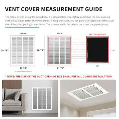 20x25 Air Return Grille(Duct Opening Size),Air Return Vent Cover,Flat Vent Cover,Rejillas De Aire Acondicionado para Casa,Return Air Grilles,Outer Dimensions:21.75"Wx26.75"H(20"Wx25"H, Duct Opening)