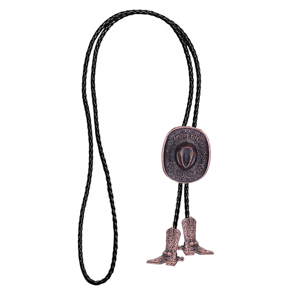 HUABOLA CALYN Western 3D Cowboy Hat bolo tie- Fashion Vintage Cowboy Knight Boots Bolo ties for Men