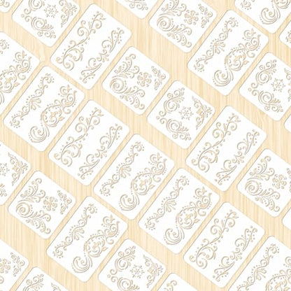 INFUNLY 4PCS Lace Corner Stencils for Painting - Reusable Flower Border Wall Stencil, Large Pattern Tile Stencil for Floor/Furniture/Glass/Wood - Home Decoration