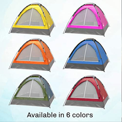2 Person Camping Tent with Rain Fly and Carrying Bag - Lightweight Outdoor Tent for Backpacking, Hiking, or Beach Use by Wakeman Outdoors (Blue)