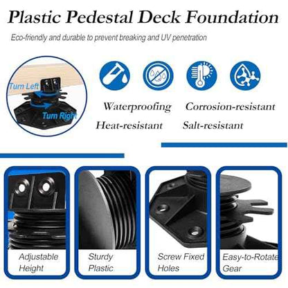 30 PCS Adjustable Plastic Pedestal Paver, Heavy Duty Deck Blocks Foundation Base Support, Decking Foundation Blocks Level up 1-3/16" to 2-3/8", Deck Pedestal Flooring Platform Joists Beams Support
