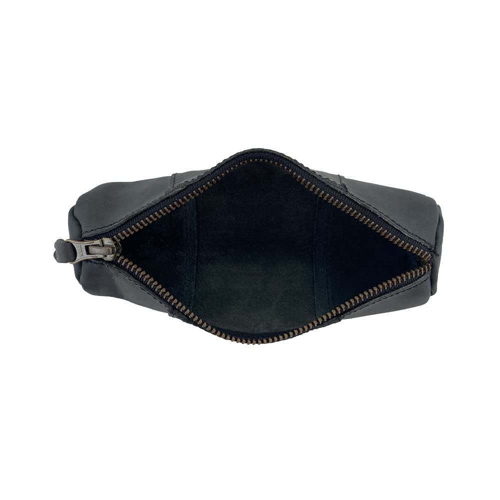 Hide & Drink, Rustic Cylinder Case for Keys, Office Supplies, Change, Personal Items, Cables & Dongles, Classic Bag, Full Grain Leather, Handmade, Charcoal Black