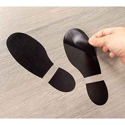 Juvale Shoe Print Floor Stickers - 32 Pairs, Black Vinyl, 8 x 6 in Sheets - Peel & Stick Dancing Feet Floor Stickers & Foot Print Decals for Classrooms, Dance Studios & Hallways