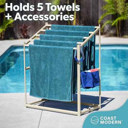 Coast Modern Pool Towel Rack ? Choose Your Color - Outdoor & Indoor 5 Beach Towel PVC Drying Rack
