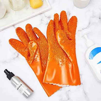 Jecery Sewer Gloves Plumbing Snake Gloves Abrasion Resistant Drain Cleaning Accessory for Men Women Plumber Tools Orange