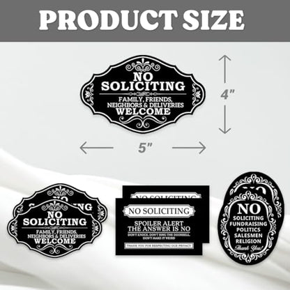 No Soliciting Vinyl Stickers Pack with Humorous and Direct Messages for Front Door Or Apartment Easy to Apply Weatherproof 6Pcs Set Wall Decoration Hat Hard Phone