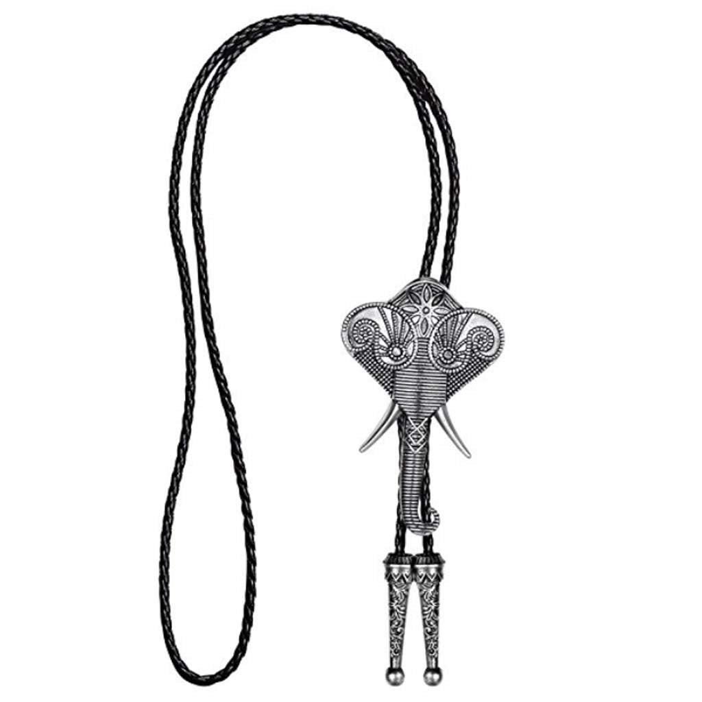 YYHJM Long Nose Elephant Silver Arrowhead Cowboy Bola Tie Western Bolo Tie…