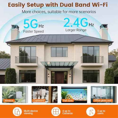 Window Camera, 3MP 2K Indoor Cameras for Home Security with Mounting Sticker,AI Color Night Vision, Person & Motion Detection,Support 2.4GHz & 5GHz WiFi