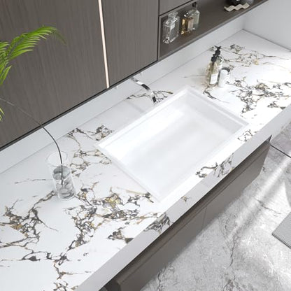 White Gold Marble self adhesive Contact Paper kitchen Granite Countertops peel and stick Wallpaper 118x16inch Removable sticky laminate Wall paper Vinyl Wrap Counter top cabinet decor table desk paper