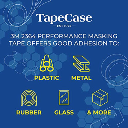 3M 2364 Performance Masking Tape - 0.50 in. x 180 ft. Tan, Rubber Adhesive, Crepe Paper Backing Painters Tape Roll