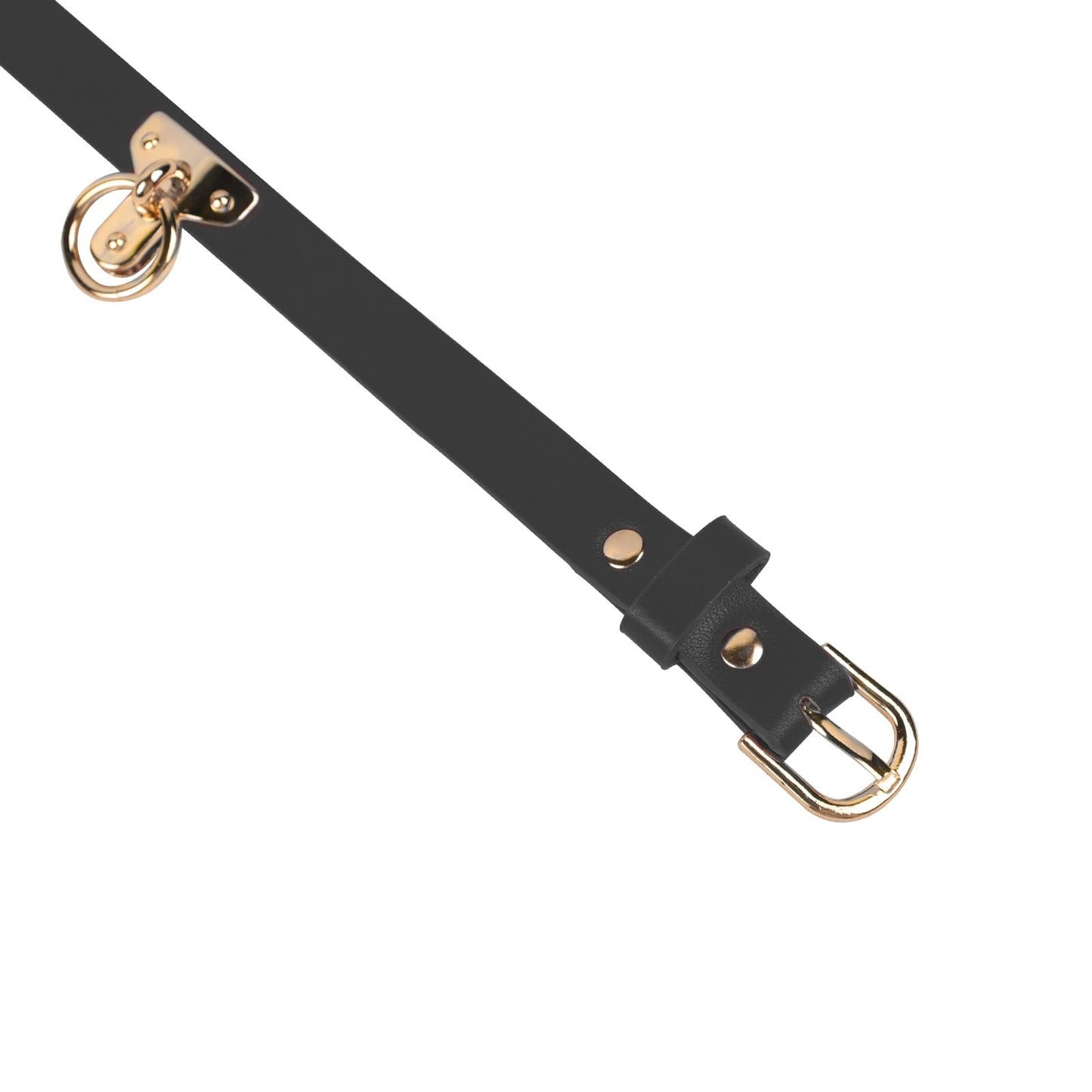 Clobeau Vintage Black Leather Choker Collar and Leash Set for Women, Bell Collar Choker with Chain Leash Set Soft Faux Leather Necklace for Halloween Gothic Cosplay (Black)