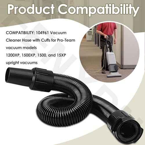 104961 Vacuum Cleaner Hose with Cuffs for Pro-Team 1200XP 1500XP 1500 15XP Upright Vacuum Black