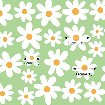 Runtoo White Daisy Boho Flower Wall Decals - Kids Nursery Floral Wall Art Stickers for Girls Bedroom & Living Room